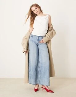 Abercrombie & Fitch Skimming Draped Twist Top In Cream For Women -Abercro Clothing Shop 207873638 3