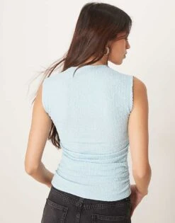 Abercrombie & Fitch Square Neck Sleeveless Top In Aquamarine For Women Blue -Abercro Clothing Shop 207873661 4