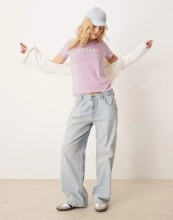 Abercrombie & Fitch Logo Graphic T-shirt In Purple For Women Pink -Abercro Clothing Shop 207873721 3