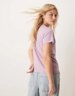 Abercrombie & Fitch Logo Graphic T-shirt In Purple For Women Pink -Abercro Clothing Shop 207873721 4