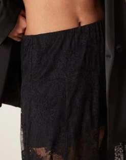 Abercrombie & Fitch Lace Detail Flowy Maxi Skirt In Black For Women -Abercro Clothing Shop 207873777 3