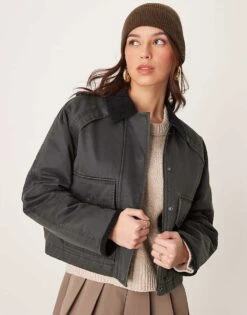 Abercrombie & Fitch Short Utility Workwear Jacket In Black For Women -Abercro Clothing Shop 207873778 1 black 1