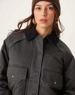 Abercrombie & Fitch Short Utility Workwear Jacket In Black For Women -Abercro Clothing Shop 207873778 3