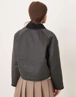 Abercrombie & Fitch Short Utility Workwear Jacket In Black For Women -Abercro Clothing Shop 207873778 4