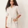 Abercrombie & Fitch Long Sleeve Relaxed Linen Shirt In Grey For Women -Abercro Clothing Shop 207873888 1 grey