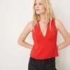 Abercrombie & Fitch Plunge Neck Sleeveless Top In Red For Women -Abercro Clothing Shop 207873909 1 red