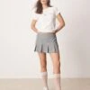 Abercrombie & Fitch High Rise Pleated Mini Skort In Grey For Women -Abercro Clothing Shop 207873959 1 grey