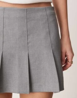 Abercrombie & Fitch High Rise Pleated Mini Skort In Grey For Women -Abercro Clothing Shop 207873959 4