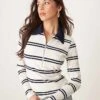 Abercrombie & Fitch Collar Detail Button Detail Long Sleeeve Top In Stripe For Women Multi -Abercro Clothing Shop 207874048 1 multi