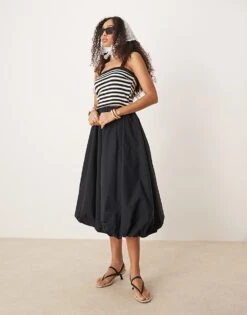 Abercrombie & Fitch High Rise Bubble Maxi Skirt In Black For Women -Abercro Clothing Shop 207874067 1 black 1