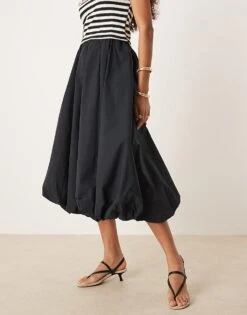 Abercrombie & Fitch High Rise Bubble Maxi Skirt In Black For Women -Abercro Clothing Shop 207874067 4