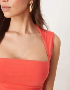 Abercrombie & Fitch Seamless Square Neck Cap Sleeve Top In Red For Women -Abercro Clothing Shop 207874102 4