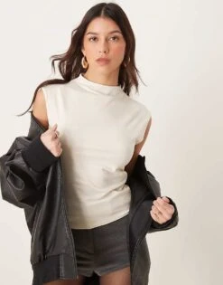 Abercrombie & Fitch High Neck Sleeveless Top In Grey For Women