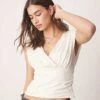 Abercrombie & Fitch Grown Over V Neck Top In Cream For Women -Abercro Clothing Shop 207874140 1 cream