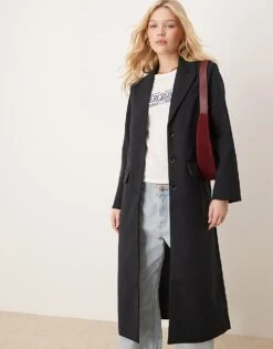 Abercrombie & Fitch Tailored Long Jacket In Black For Women