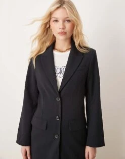 Abercrombie & Fitch Tailored Long Jacket In Black For Women -Abercro Clothing Shop 207874170 3