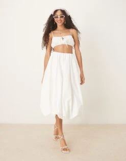Abercrombie & Fitch High Rise Bubble Maxi Skirt In White For Women