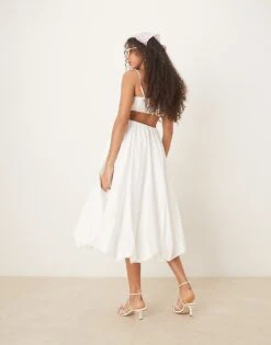 Abercrombie & Fitch High Rise Bubble Maxi Skirt In White For Women -Abercro Clothing Shop 207874171 4