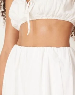 Abercrombie & Fitch High Rise Bubble Maxi Skirt In White For Women -Abercro Clothing Shop 207874171 5