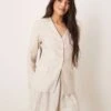Abercrombie & Fitch Collarless Nipped Linen Blazer In Oatmeal For Women -Abercro Clothing Shop 207874195 1 oatmeal