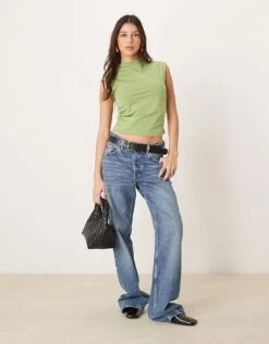 Abercrombie & Fitch Sleeveless Mock Neck Top In Green For Women -Abercro Clothing Shop 207874249 3