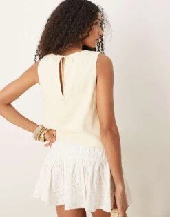 Abercrombie & Fitch Tie Back Linen Top In Yellow For Women -Abercro Clothing Shop 207874273 4