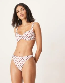 Abercrombie & Fitch Mid Rise Bikini Bottom Co-ord In Cherry Print For Women Multi -Abercro Clothing Shop 207874305 4