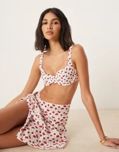 Abercrombie & Fitch Ruched Underwire Bikini Top Co-ord In Cherry Print For Women Multi -Abercro Clothing Shop 207874342 1 multi 1