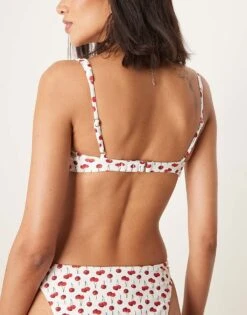 Abercrombie & Fitch Ruched Underwire Bikini Top Co-ord In Cherry Print For Women Multi -Abercro Clothing Shop 207874342 4