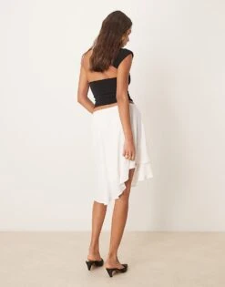 Abercrombie & Fitch Draped Asymmetric Hem Mini Skirt In Cream For Women -Abercro Clothing Shop 207884060 4