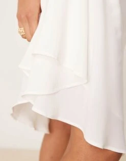 Abercrombie & Fitch Draped Asymmetric Hem Mini Skirt In Cream For Women -Abercro Clothing Shop 207884060 5