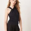 Abercrombie & Fitch Drape Twist Front Asymmetric Top In Black For Women -Abercro Clothing Shop 207884140 1 black