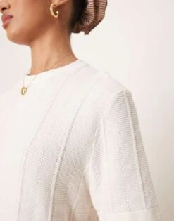 Abercrombie & Fitch Ribbed Seam T-shirt In White For Women Birch -Abercro Clothing Shop 207886653 3