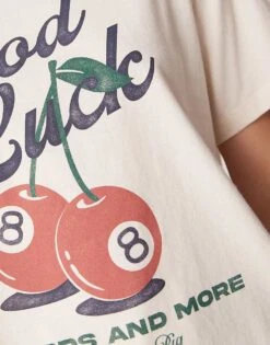 Abercrombie & Fitch Slash Neck T-shirt With Lucky Cherry Print In White For Women Cloud Dancer -Abercro Clothing Shop 207905375 3