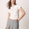 Abercrombie & Fitch Raglan T-shirt With Lipstick Chest Print In White For Women Cloud Dancer -Abercro Clothing Shop 207905384 1 clouddancer