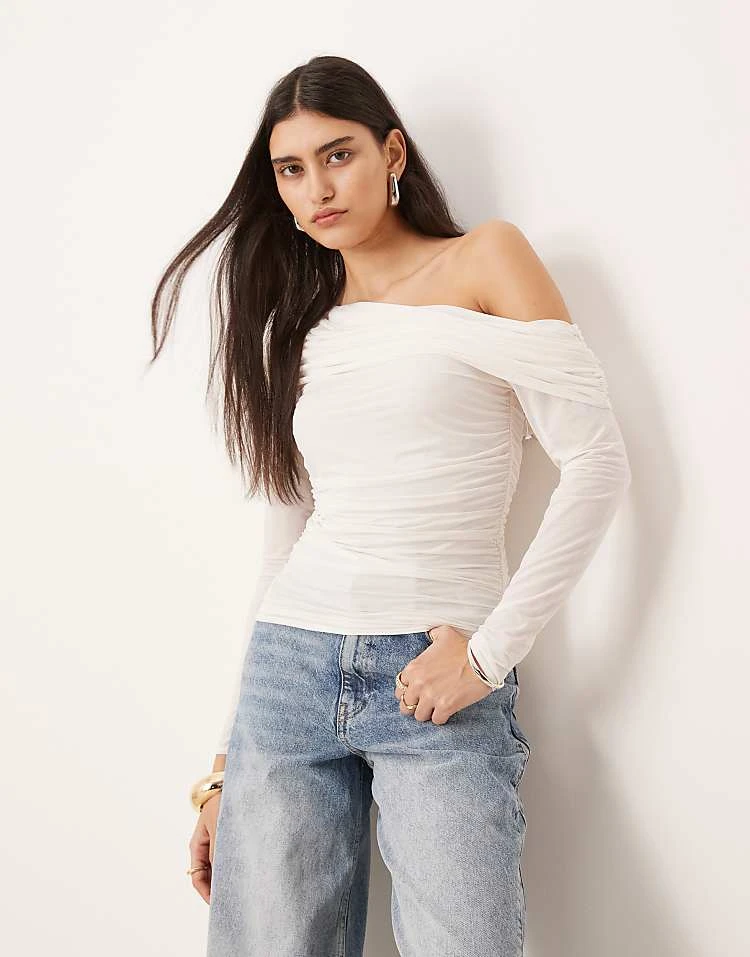 Abercrombie & Fitch Sheer Fold Over Top In White For Women 7 Abercrombie & Fitch Sheer Fold Over Top In White For Women - Image 5