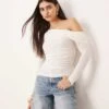 Abercrombie & Fitch Sheer Fold Over Top In White For Women -Abercro Clothing Shop 207915418 1 white