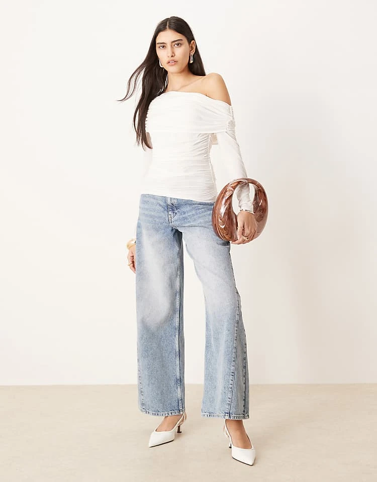 Abercrombie & Fitch Sheer Fold Over Top In White For Women 4 Abercrombie & Fitch Sheer Fold Over Top In White For Women - Image 2