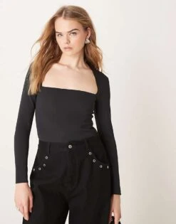 Abercrombie & Fitch Square Neck Body In Black For Women