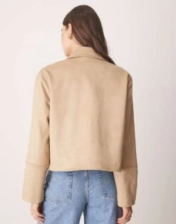 Abercrombie & Fitch Suede Cropped Jacket In Black For Women -Abercro Clothing Shop 207915468 3