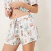 Abercrombie & Fitch Nightwear Short Co-ord In Postcard Print For Women Post Card Print