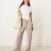 Abercrombie & Fitch Ribbed Wide Leg Jogger In Grey For Women