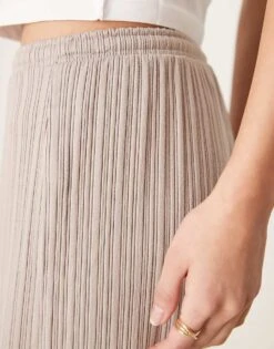 Abercrombie & Fitch Ribbed Wide Leg Jogger In Grey For Women -Abercro Clothing Shop 207915517 3