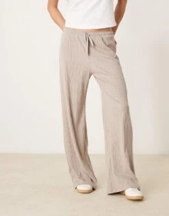 Abercrombie & Fitch Ribbed Wide Leg Jogger In Grey For Women -Abercro Clothing Shop 207915517 5