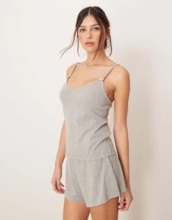 Abercrombie & Fitch Nightwear Pointelle Cami Top Co-ord In Grey For Women -Abercro Clothing Shop 207915518 1 grey 1