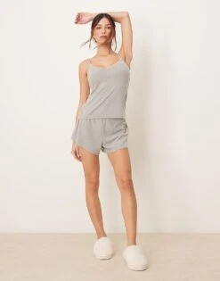 Abercrombie & Fitch Nightwear Pointelle Cami Top Co-ord In Grey For Women -Abercro Clothing Shop 207915518 3