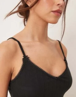 Abercrombie & Fitch Nightwear Pointelle Cami Top Co-ord In Black For Women -Abercro Clothing Shop 207915556 4