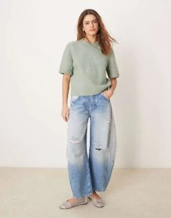 Abercrombie & Fitch V Neck Knitted Top In Grey For Women -Abercro Clothing Shop 207915562 3