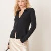 Abercrombie & Fitch Button Through Top With Collar In Black For Women -Abercro Clothing Shop 207915565 1 black