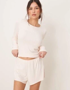 Abercrombie & Fitch Nightwear Flippy Pointelle Short Co-ord In Light Pink For Women Pink Rose -Abercro Clothing Shop 207915609 3